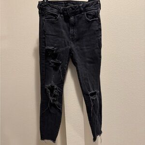 American Eagle Outfitters Black Distressed Skinny Jeans